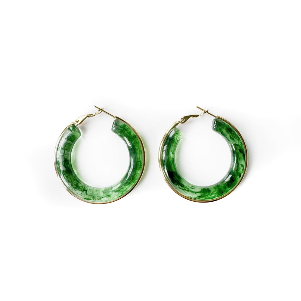 Emerald Swirl Hoops - Picture 6 of 7